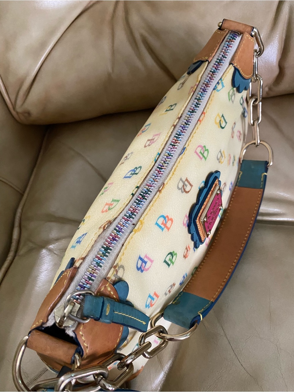Vintage Dooney & Bourke Mini Handbag USA Pink Heart Rainbow - Picture 8 of 16